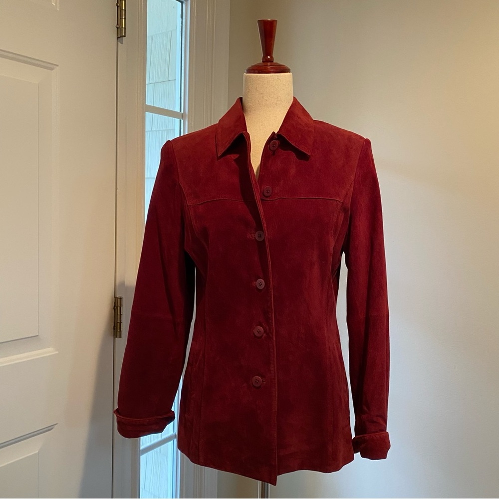 Lord & Taylor Suede Burgandy Color Jacket Women’s Size Small